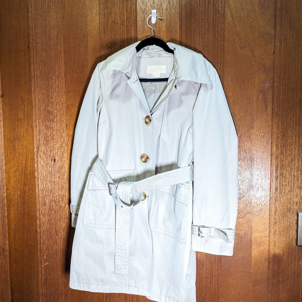 Michael Kors Lightweight Trench Raincoat w/ Hood, Belt | Women's Medium